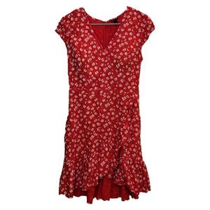 J Crew Red Floral Wrap Dress